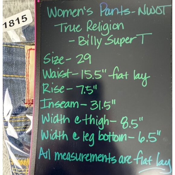 True Religion Billy Super T Womens 29 Jeans USA Blue Denim Orange Stitch NWOT - Picture 15 of 16
